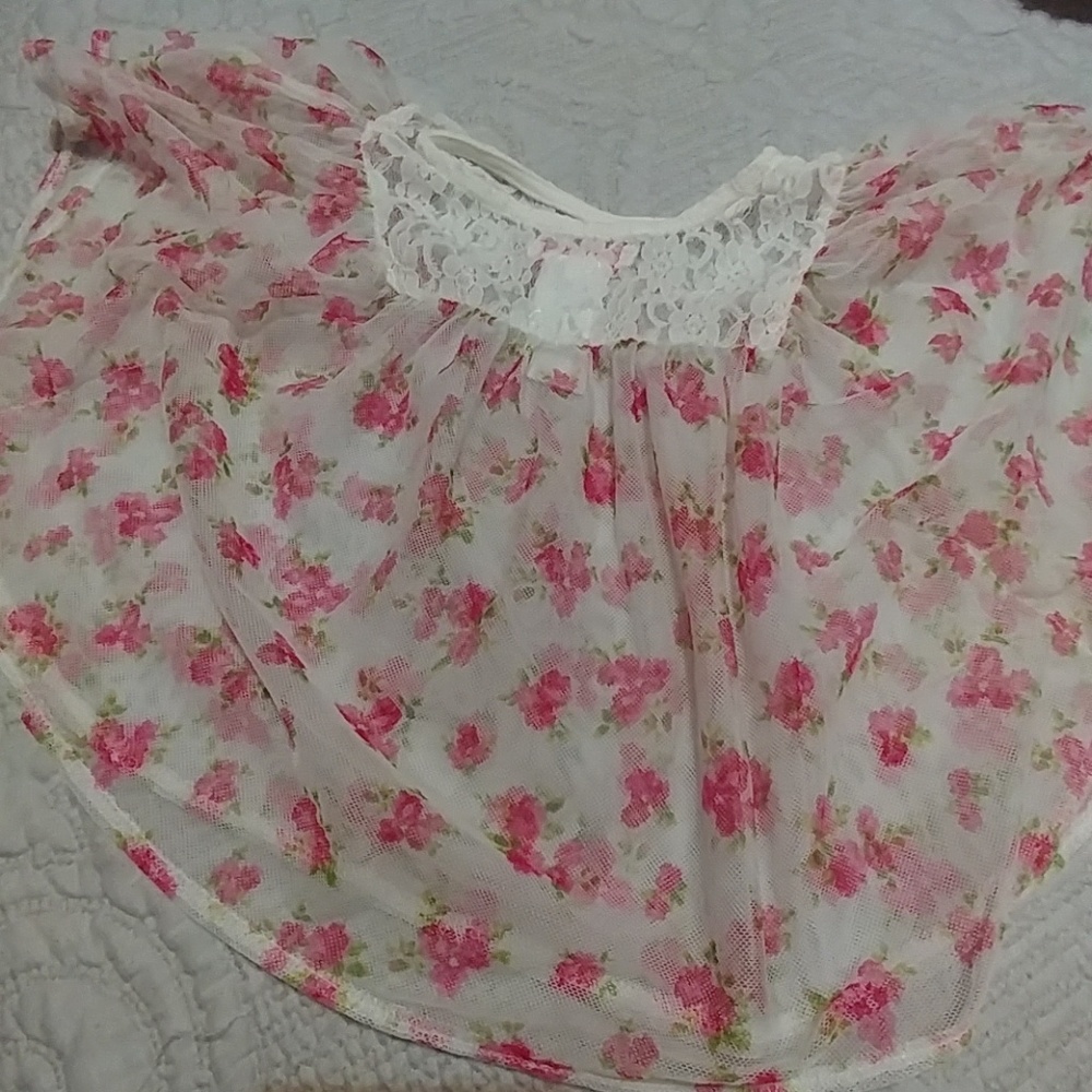 Sheer flower cape like shirt